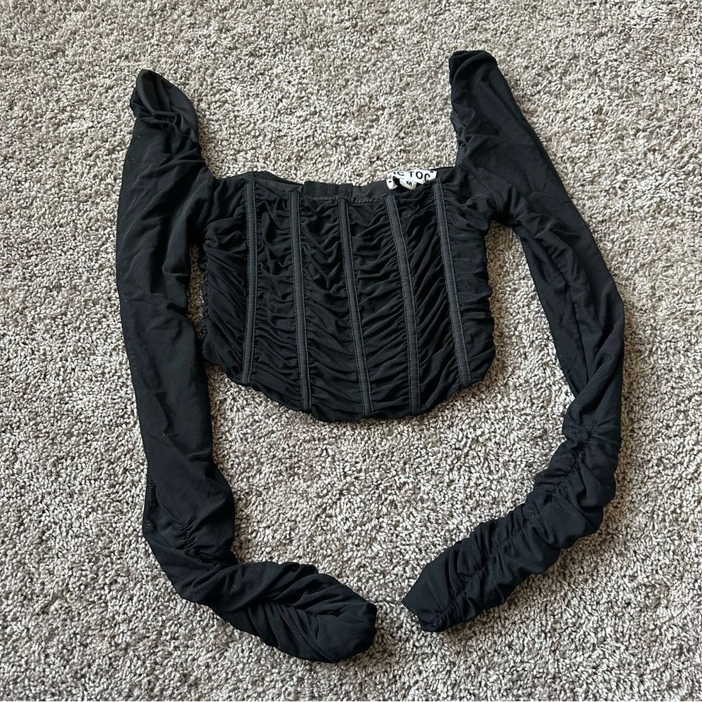 Black Long Sleeve Crop Top